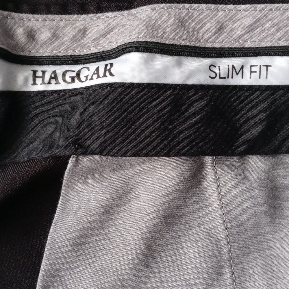 HAGGAR MEN'S PREMIUN STRETCH SLIM FIT DRESS PANTS. SIZE 29 / 30. COLOR BLACK. - Picture 11 of 14
